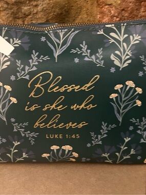 T.J.Maxx Black and Gold Floral Zip Pouch NEW